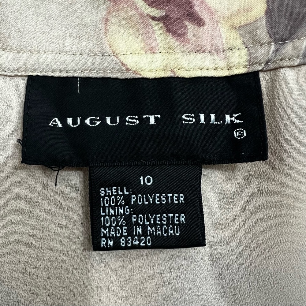 Vintage August Silk 4/S Beige Floral Boho Cottage Romantic Feminine Midi Skirt - Picture 6 of 9
